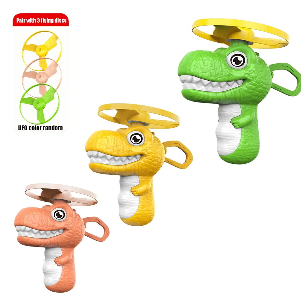 Dessin animé dinosaure soucoupe volante lanceur jouets Sports de plein air jouets volants enfants filature éjection soucoupe cadeaux pour garçons filles