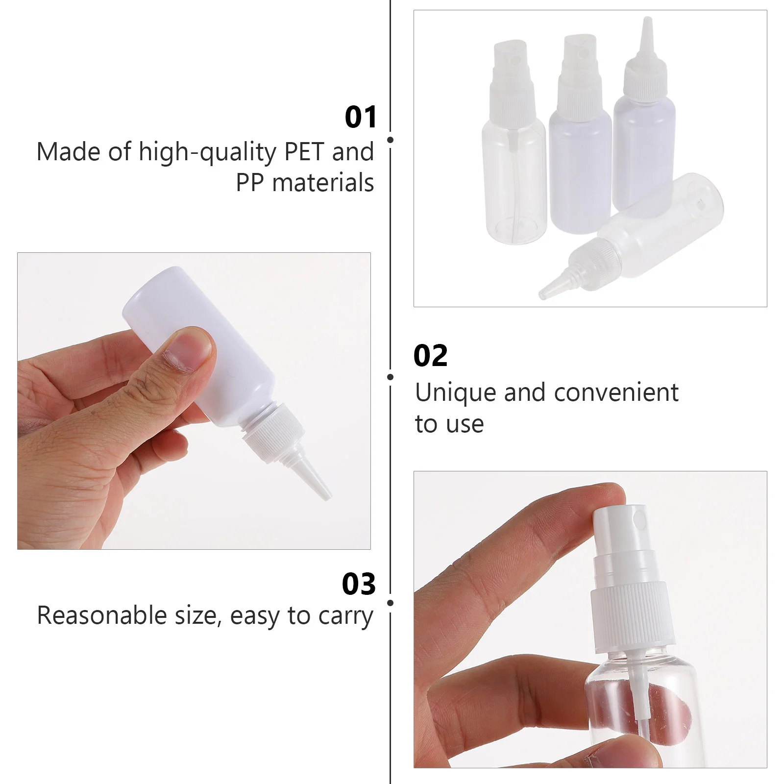 4 Pcs Spray Bottle Squeezing Sub for Ear Picking Bottles Filling Tools Pe Material Dispensing Travel Squeeze