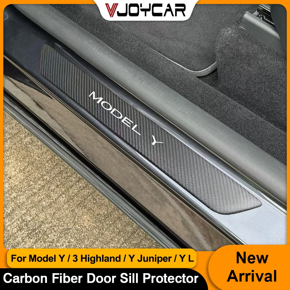 

Новые накладки на пороги Vjoycar Y Juniper из настоящего карбона для Tesla Model Y 3 Highland, внутренние защитные накладки, комплект отделки
