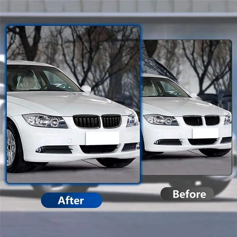 For BMW 3 Series E90 E91 2005-2008 Front Grille Double Slats Matte Black Front Grill 51137120008 51137120007-A02G
