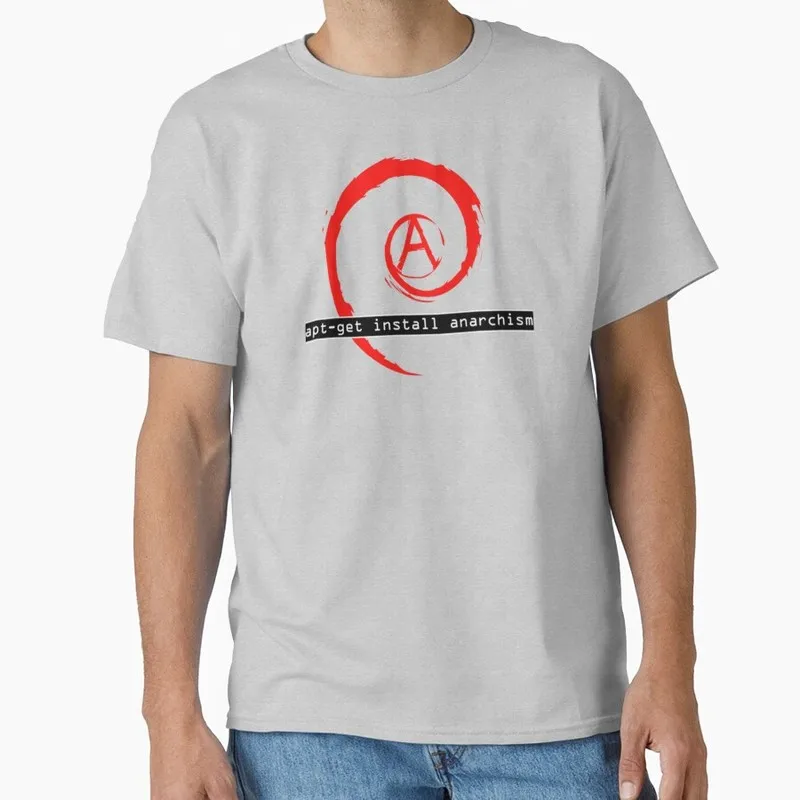 apt-get install anarchism Linux Operating System Graphic T‑Shirt Short Sleeve Tees Geek IT Developer Fan Gift Streetwear S-6XL