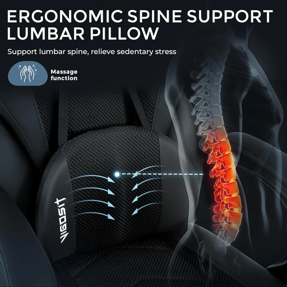 كرسي ألعاب مريح للتدليك للبالغين - كرسي كمبيوتر مكتبي عالي التحمل مع مسند للقدمين للراحة