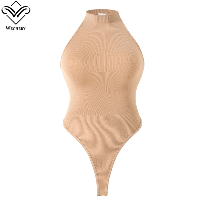 Wechery Women's underwear Slimming Body Belly Reducing Open-crotch Thong Round-neck Sleeveless Bodysuit Shapewear