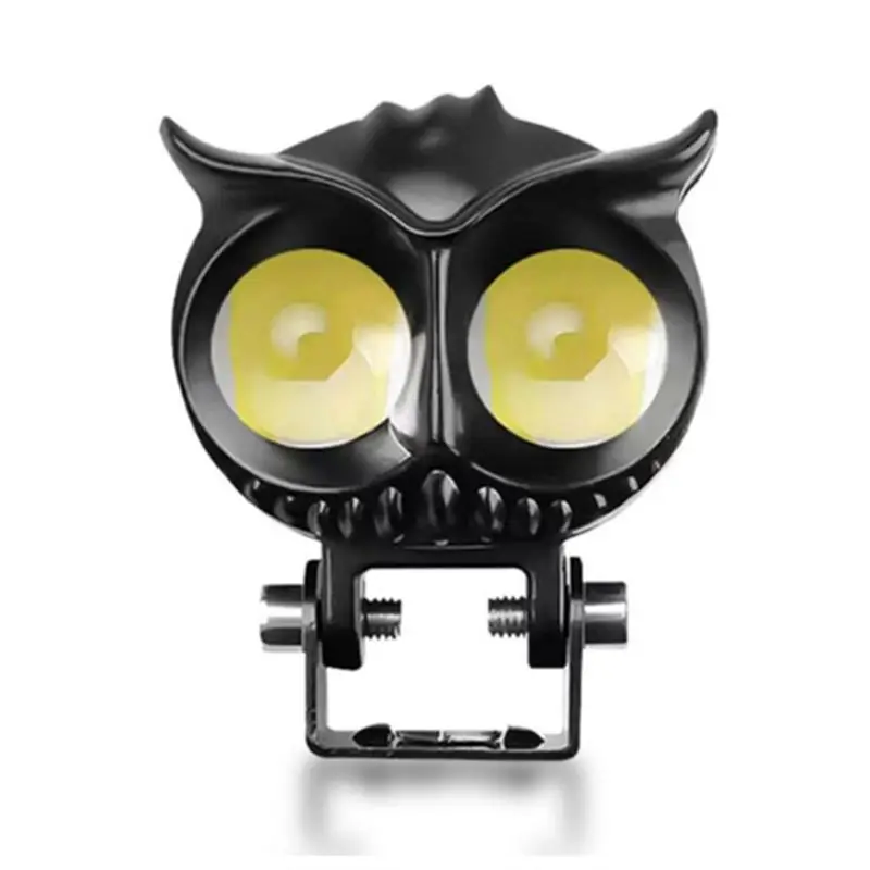 A95E-Motorbike LED Owl Spotlight Spare Parts Long And Near Light Front Illumination Fog Light Two-Colour Flashing Light Universa