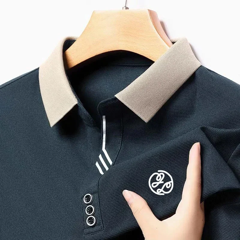 High Quality Spring and Autumn Men's Long Sleeve Polo Shirt Fashion Casual Sports Round Neck Fitness Running Long Sleeve T-shirt