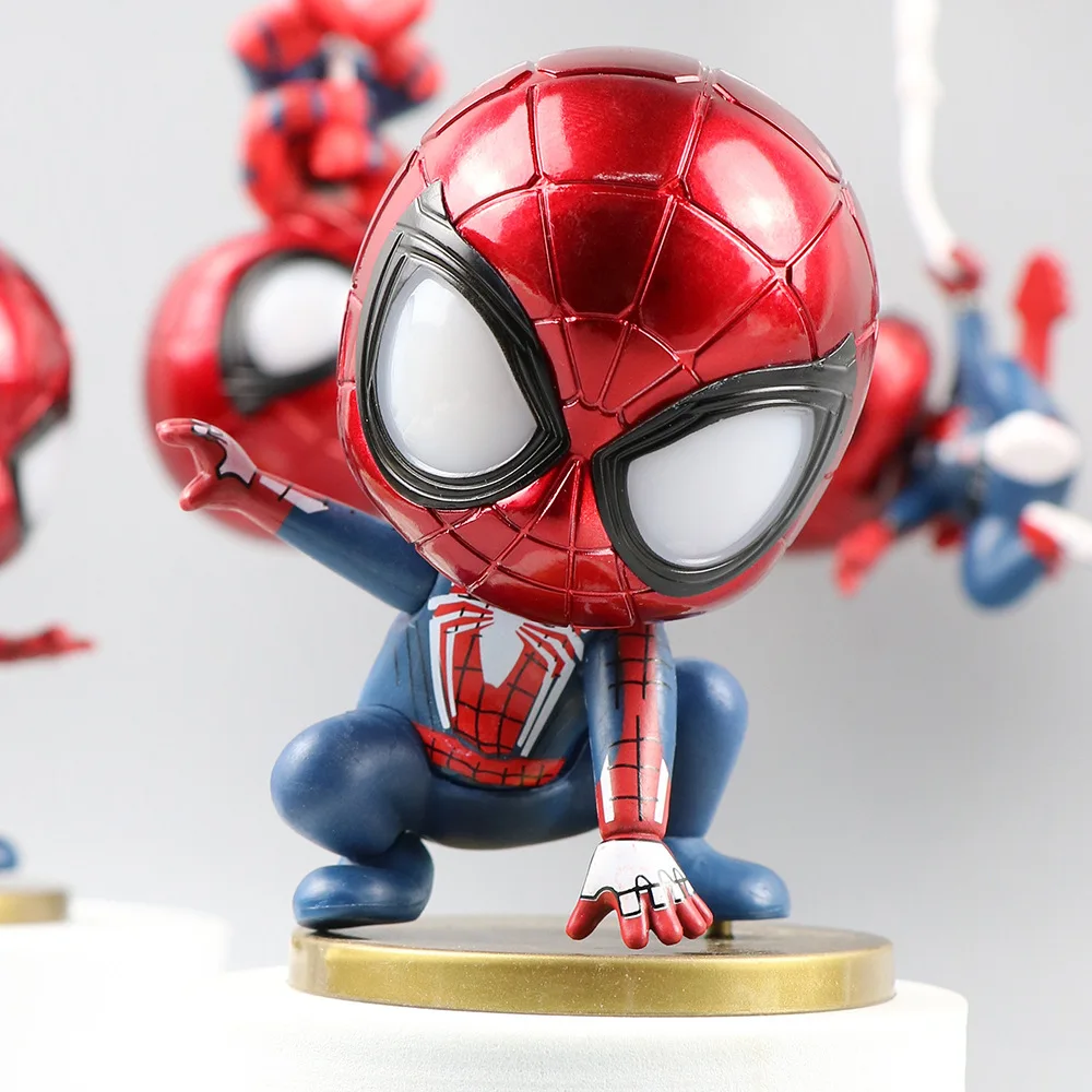 5 قطع/مجموعة Marvel Avengers Spider Man Cute Q Ver. لعبة مجسمة قابلة للجمع من مادة PVC لتزيين المنزل دمية هواية للأطفال