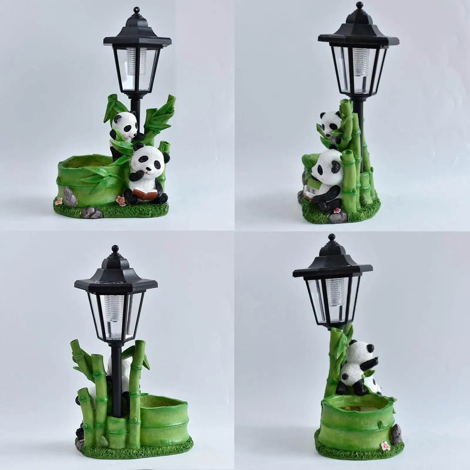 Panda Figurine with Solar Powered Light Weatherproof 7.3x5x12.6inch Lovely Multipurpose for Flower Bed Decor Outdoor Decoration view 5