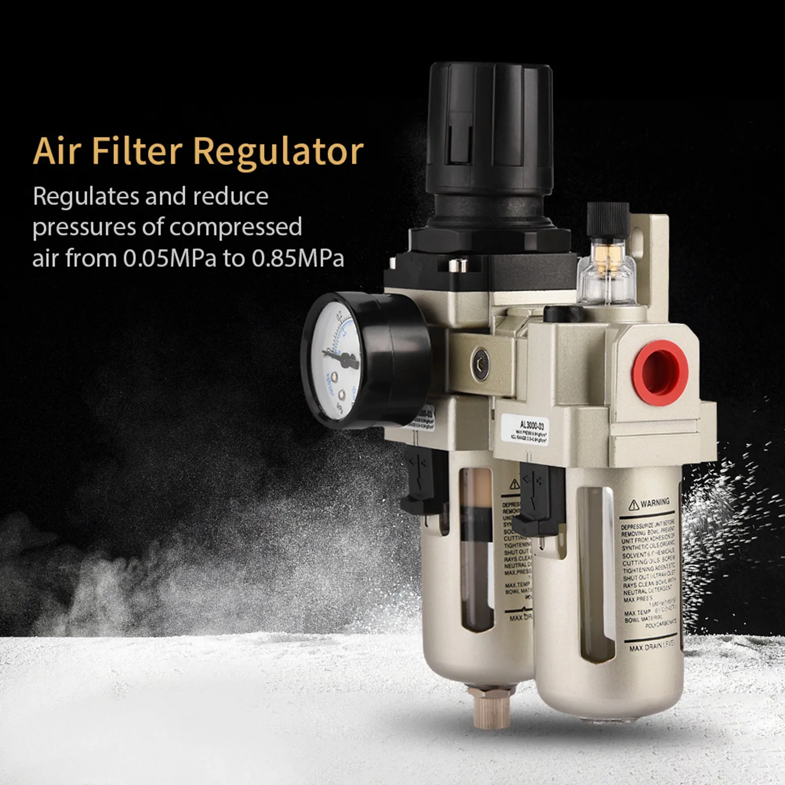 

Air Filter Regulator, 1pc AC3010‑03 Aluminum Alloy Compressed Air Pressure Regulator Moisture Trap Water Filter 3/8"