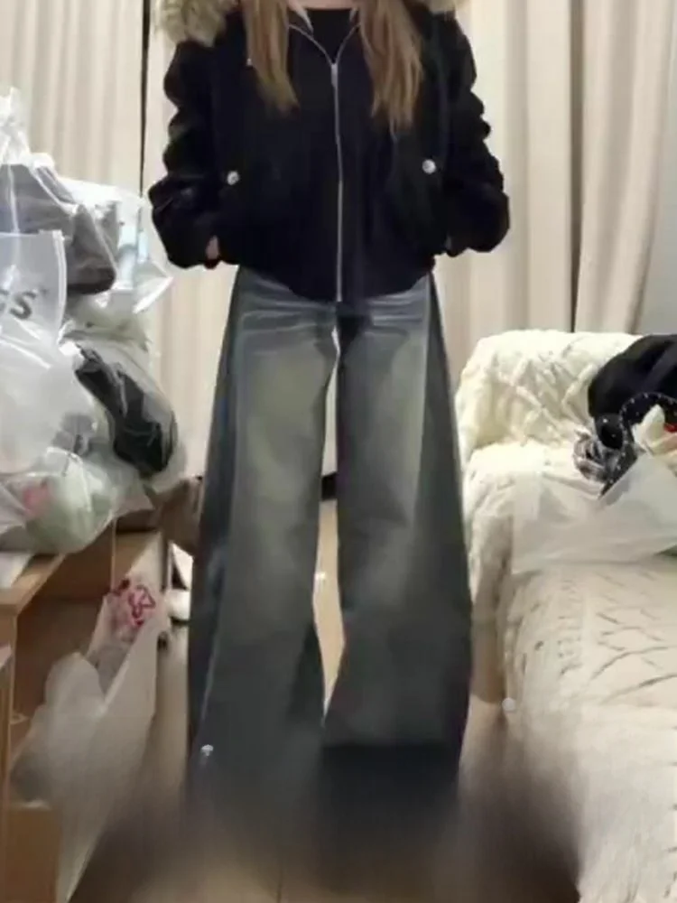 

Американские джинсы Sle Light Wa в стиле ретро, маленькие размеры, женские джинсы, осень-зима, большие размеры, утягивающие брюки-копыта с высокой талией и широкими штанинами