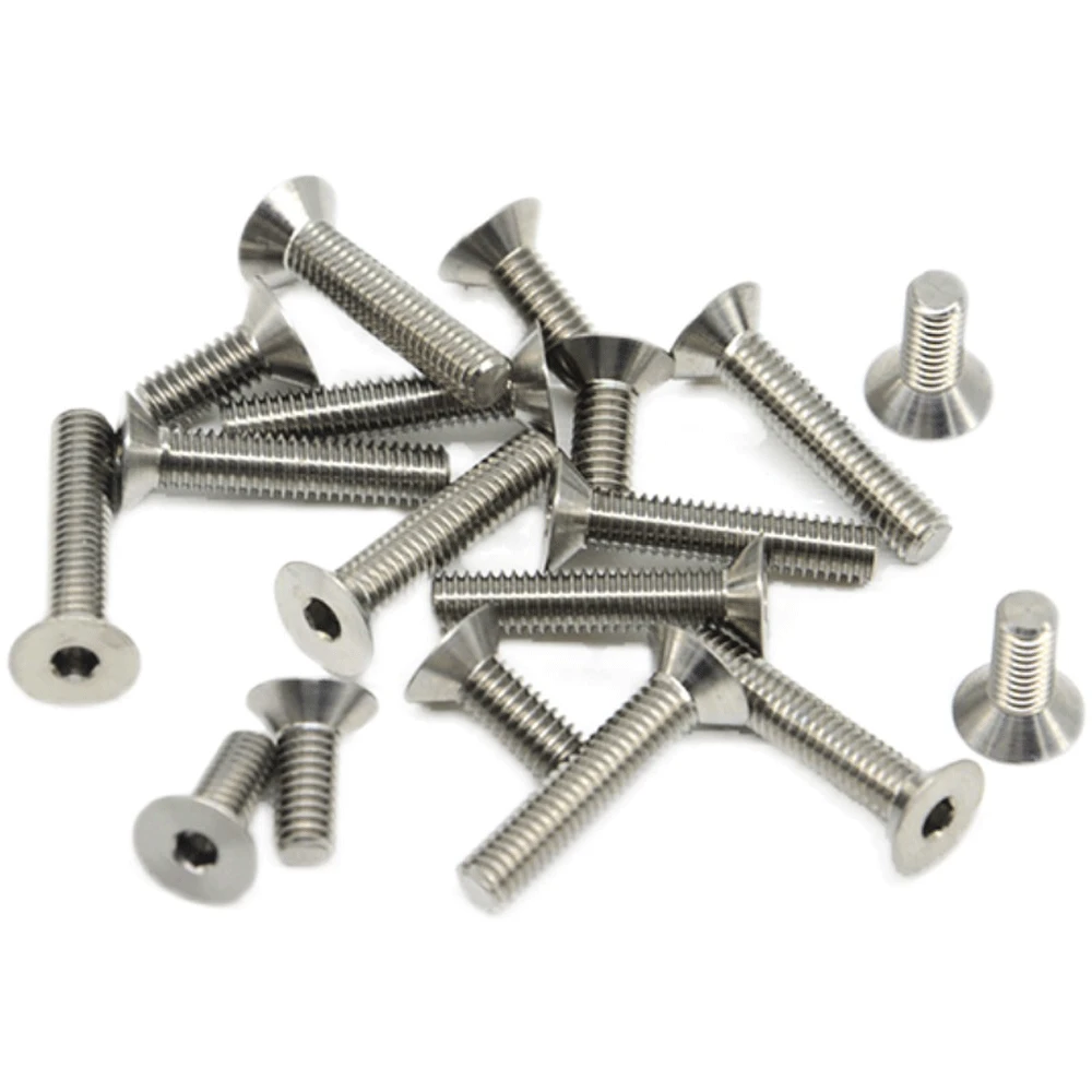 M2 M2.5 M3 M4 GR5 TC4 Titanium Alloy Flat Head Screw Bolts Hex Socket Length 4mm-20mm for Model Aircraft Car DIY