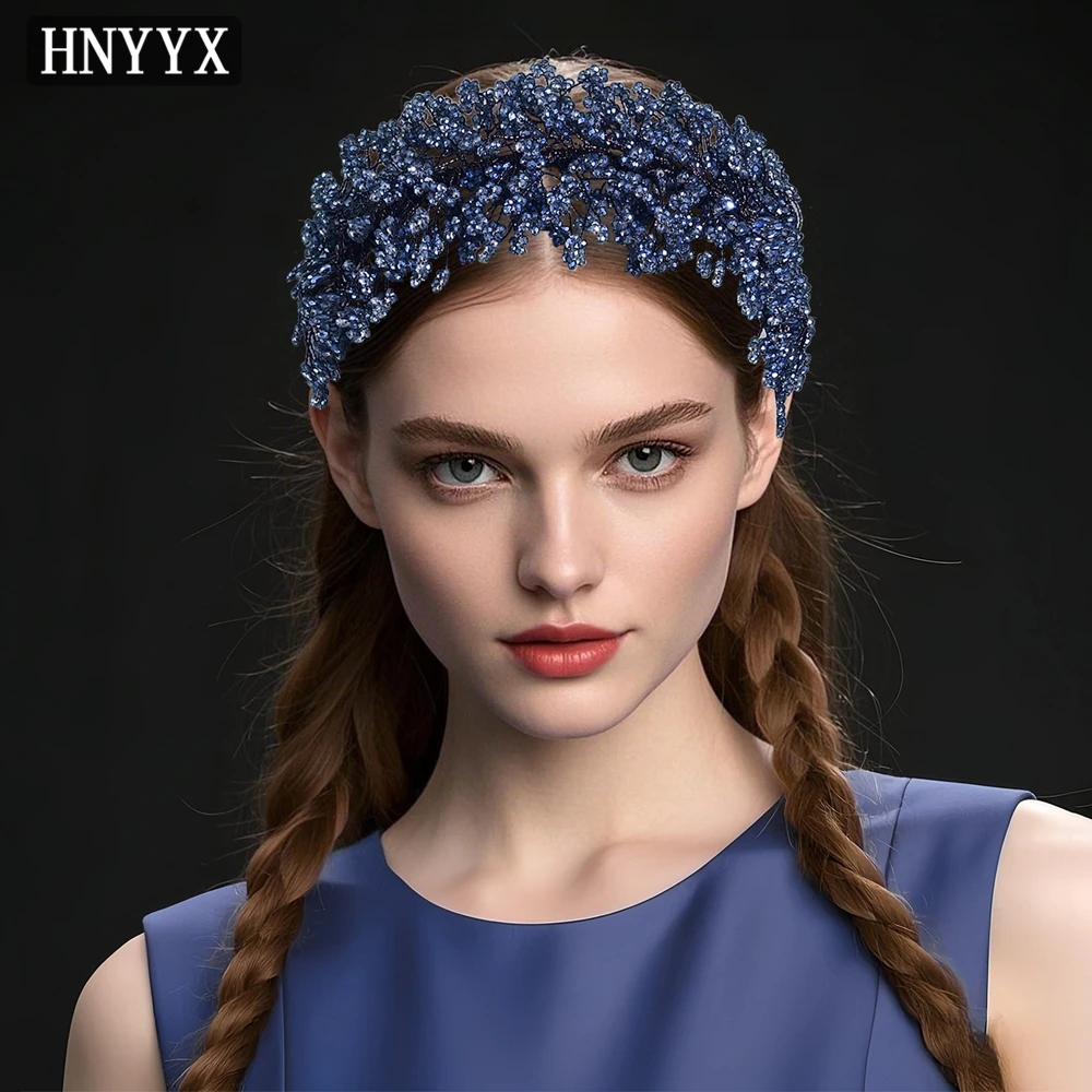 HNYYX luksusowa kryształowa opaska na głowę musująca ślubna biżuteria do włosów modne nakrycia głowy elegancki nakrycie głowy Rhinestone Hair Piece A86 — zdjęcie 6