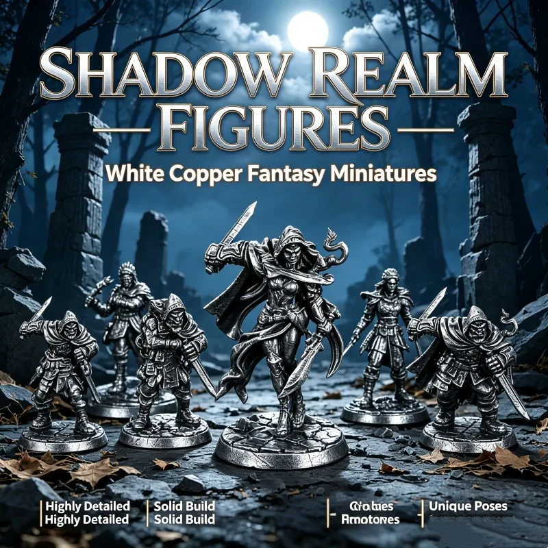 Unpainted Metal Fantasy Miniature Figures Solid White Copper Tabletop Wargame Collectible Hobby Figurine for Painting Lovers