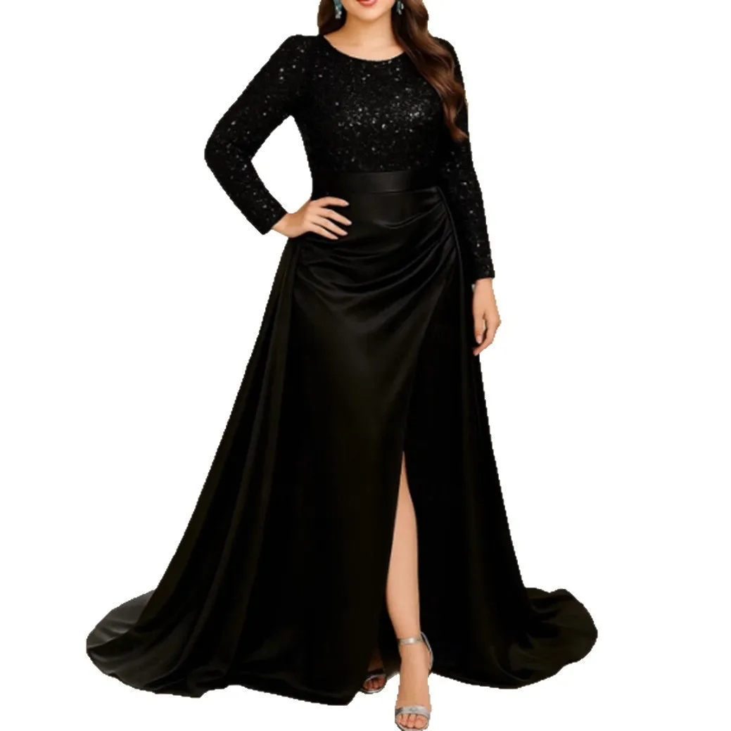 2025 Damesbanket Lange mouwen Elegante Dame Gastheer Jaar-Einde Feestgastheer met Presence Queen Paillette Avondjurk