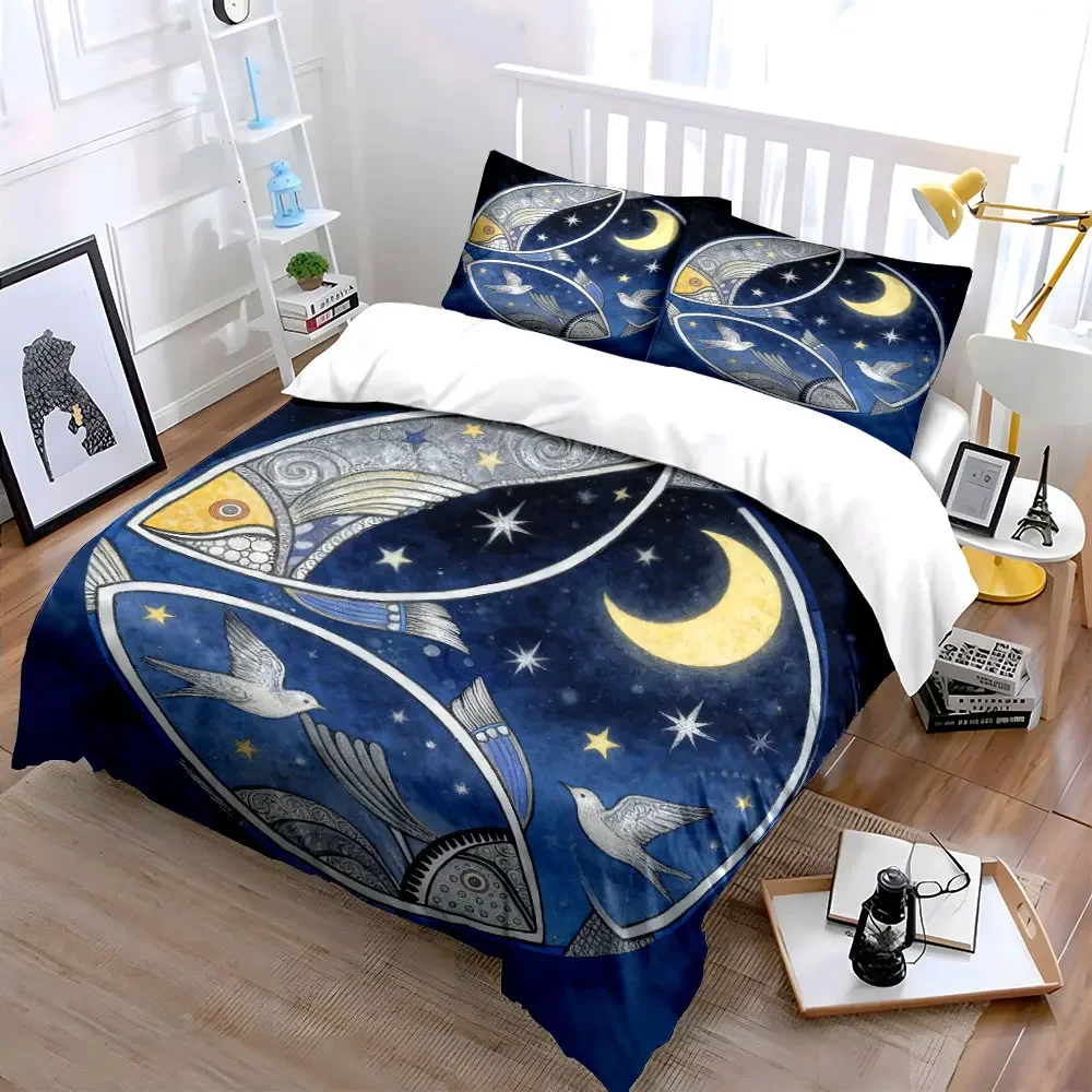 

Moonlight Theme Decorative Artwork Set Soft Comfortable Duvet Cover Bedding Set Included 1*Duvet Cover & 2*Pillowcases, gift