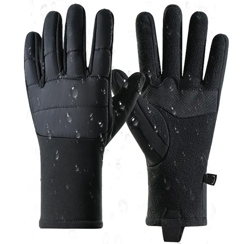 Winter Cycling Gloves Resistant Thermal Gloves Non-slip Adjustable Gloves Windproof Touchscreen Full Finger Mittens For Driving