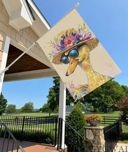Summer Duck House Flag 28x40 Double Sided Outside, Large Burlap Yard Garden Flag TTP AAL HHM WZZ yyi