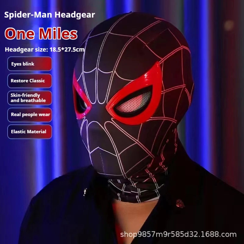 Hottoys Spider-Man No Way Home Ruchome Oczy Elektryczna Migająca Maska Luksusowy Hełm Cosplay Dekoracja Zabawka dla Fanów