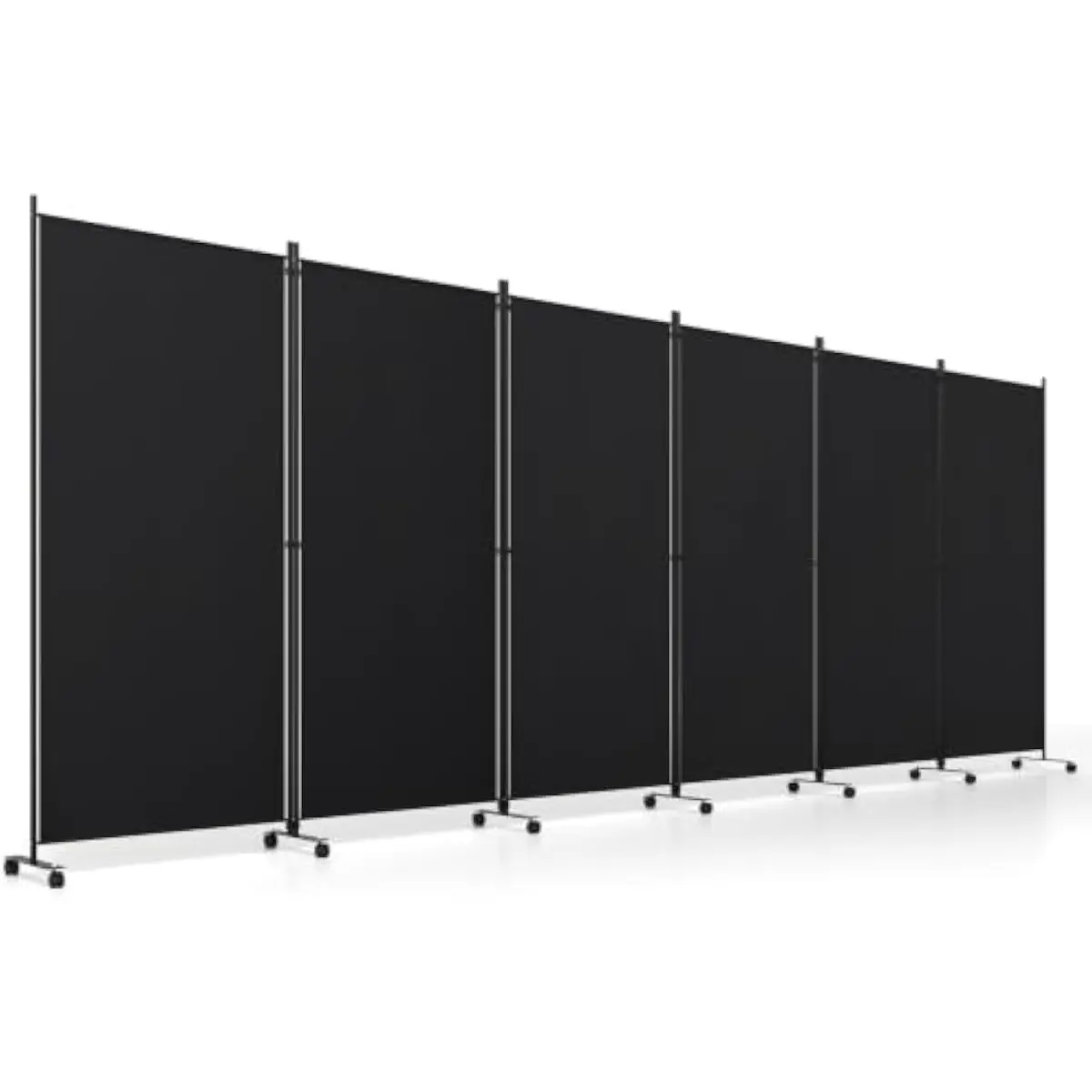 6 Panel Folding Room Divider with Wheels and Lockable Casters, 205x71 Inch Mobile Privacy Screen Partition for Office Dorm Studio