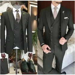 3 Pieces New Business Khaki Formal Men's Slim Fit Suits Wedding Groom Prom Terno Masculino Custom Blazer Jacket Vest Pant Sets