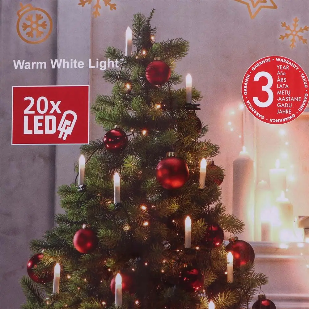 20PCS Flameless LED Candle String Clip-on USB Powered Christmas Tree Decorative Light Cone Shaped Reusable