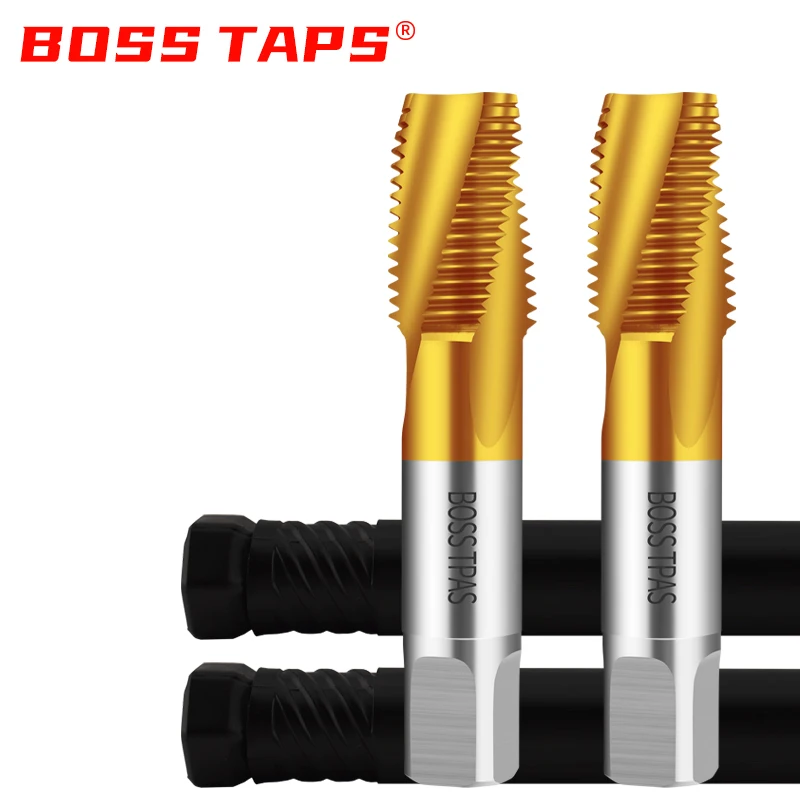 BOSS TAPS HSSE-35 JIS Standard TIN Coating Pipe Spiral Fluted Tap PT RC 1/16 1/8 1/4 3/8 1/2 3/4 Machine Screw Thread Taps