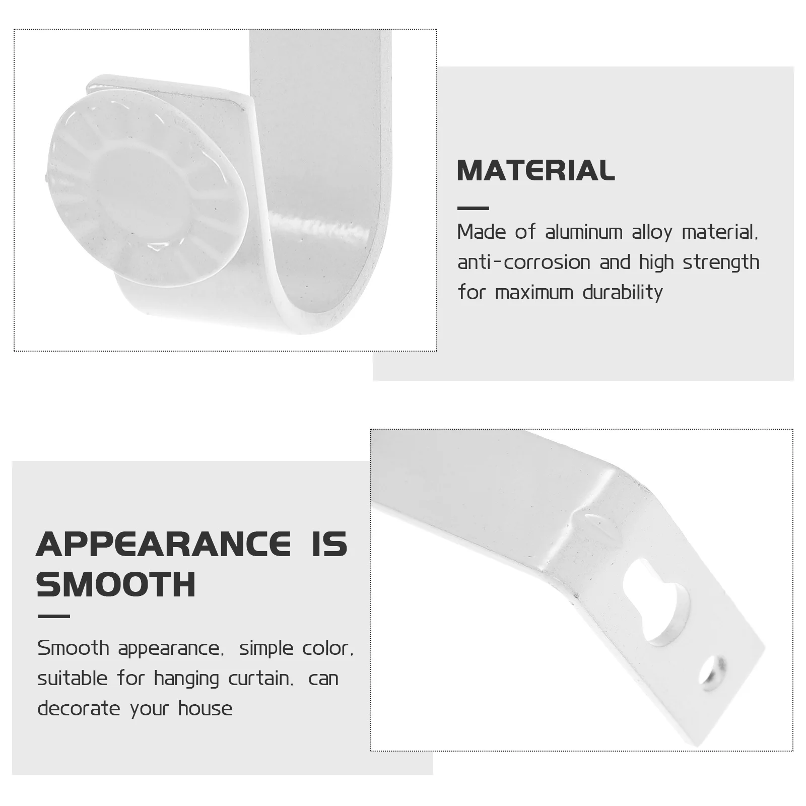 

2Pcs Curtain Rod Bracket Iron Support Painted Rustproof Holder for Curtains Blinds 22mm Tubes Bedroom Living Room Office