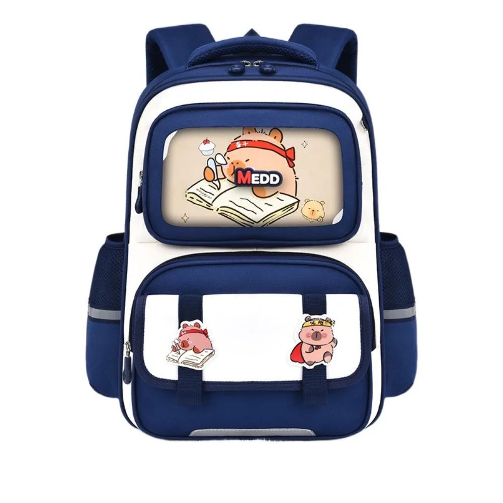 

Large Capacity Capybara School Bag Breathable Spine Protection Children Stationery Waterproof Reflective Strip Students Backpack