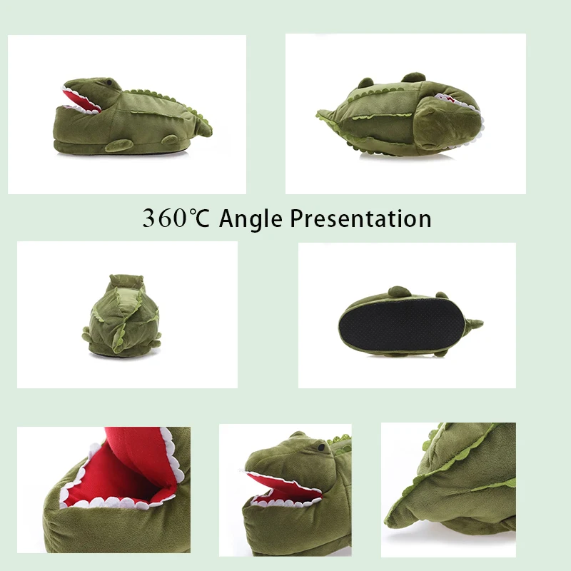 Winter Animal Alligator Shark Shoes Indoor Funny Slippers Teen Boys Girls House Fuzzy Slides Men Plush Home Shoes Warm Slippers