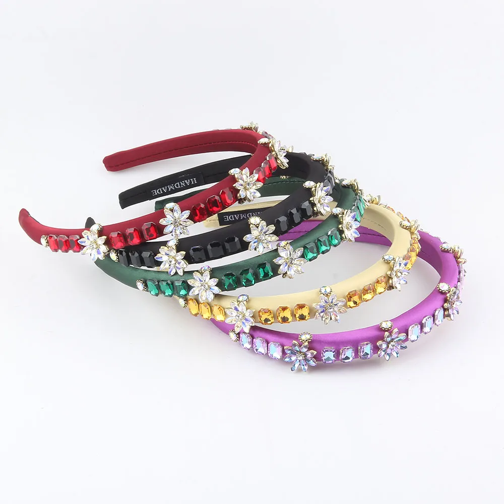 Cross-Border Fashion Baroque Style Shiny Crystal Flower Sponge Colorful Rhinestone Trendy New Hair Accessory 422