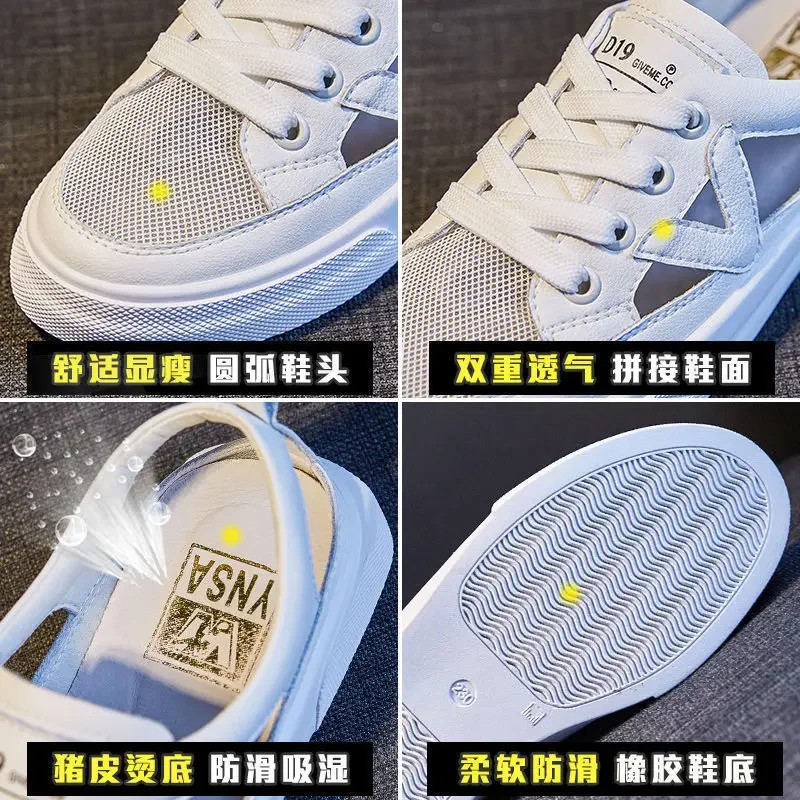 Baotou-Sandalias deportivas versátiles para mujer, zapatos informales de malla transpirable, color blanco, para primavera y verano, 2023