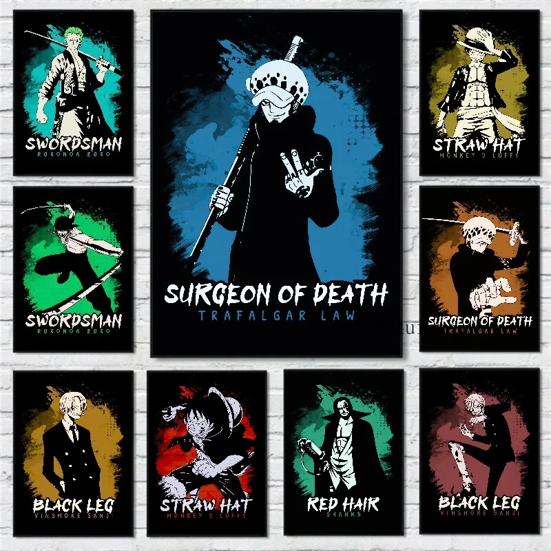 

Classic One Piece Cartoon Character Luffy Zoro Pictures for Living Room Corridor Child Room HD Poster Canvas Decoration Painting