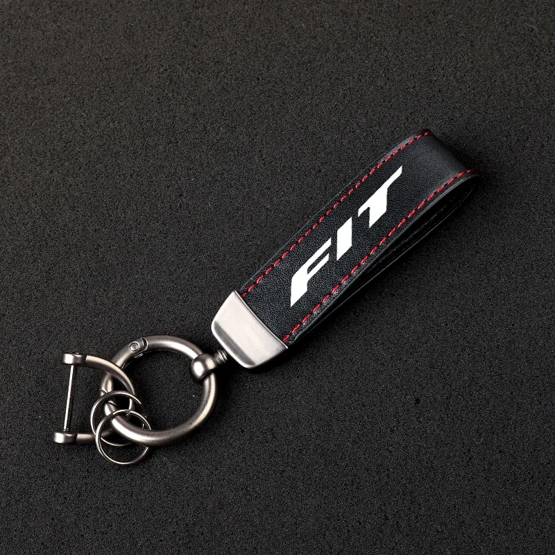 High-Grade Leather Car KeyChain 360 Degree Rotating Horseshoe Key Rings For Honda FIT Car KeyChain Car Accessories