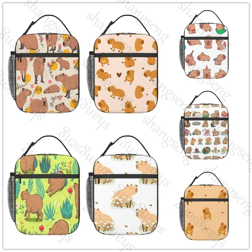 Lunch Bag insulated bag,student thickened waterproof Bento Bag Outdoor Travel Ice Pack, Picnic Bag, Lunch Bags Cartoon capybara