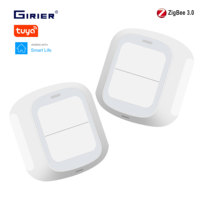 GIRIER Tuya ZigBee/WiFi Scene Switch Wireless Push Button Panel for Smart Home Automation Control Powered by Battery 2 Gang