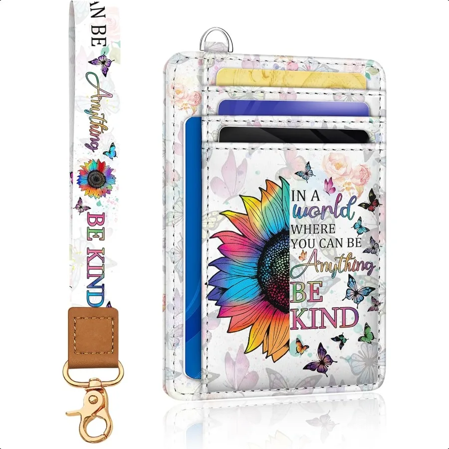 

Be Kind Держатель для кредитных карт Тонкий кошелек RFID-кошелек Женский передний карман Ремешок на запястье Маленький держатель для карт Путешествия Забавный милый тонкий