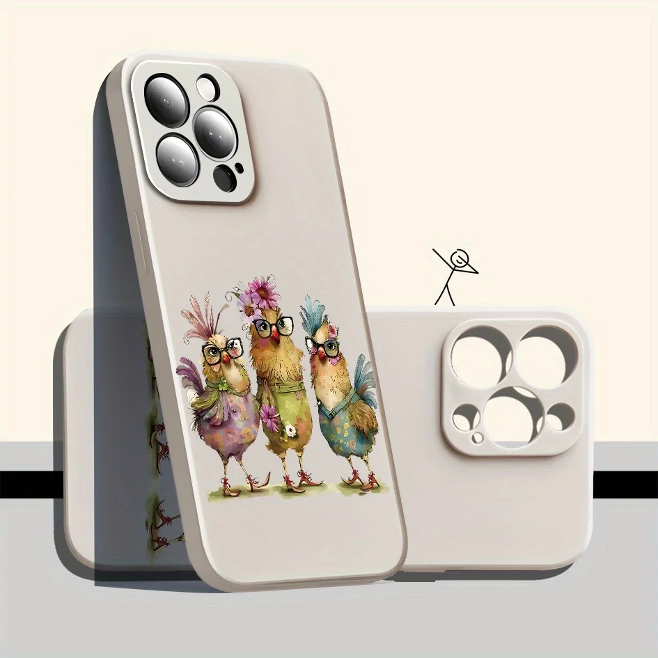 Guscio morbido premium con motivo famiglia di polli creativi alla moda per iPhone16 15 14 13 12Promax