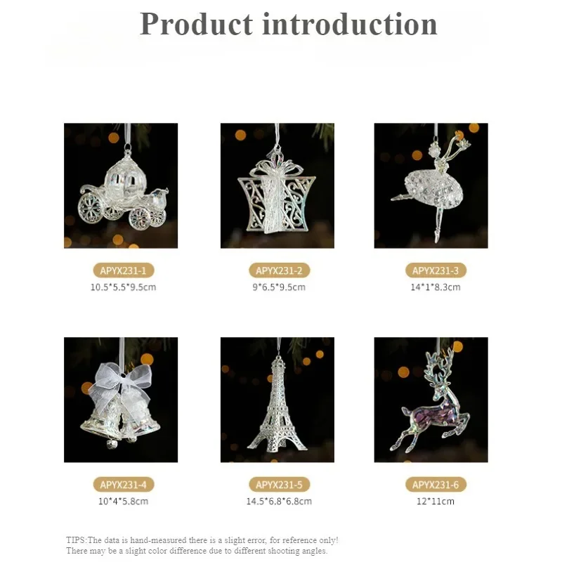 1pc New Christmas Tree Pendant Transparent Pumpkin Car Creative Bells Angel Girl Christmas Acrylic Decoration Supplies