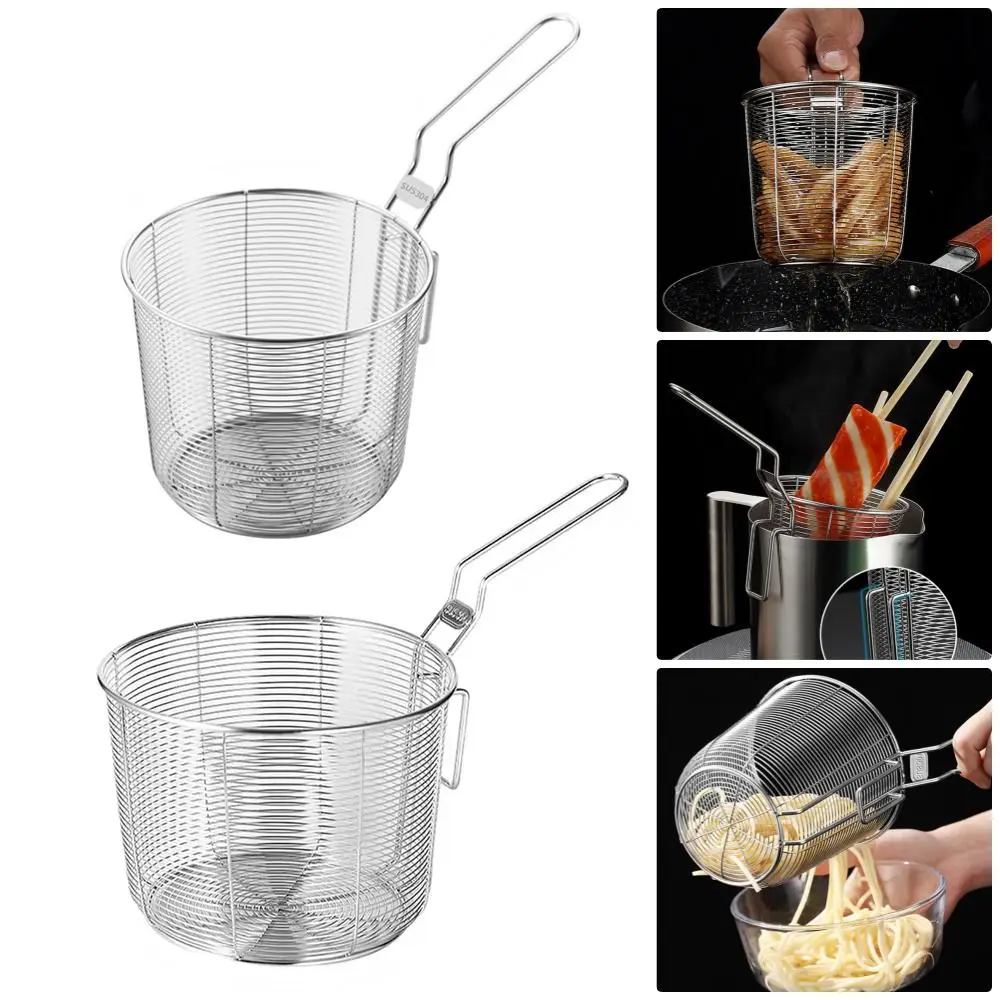 

1Pcs Chip Serving Deep Frying Basket with Handle Mini Strainer Mesh for Dumplings French Fries 304 Stainless Steel