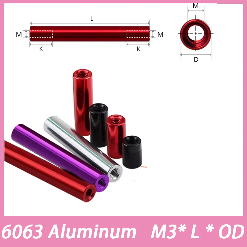 10pcs/lot Aluminum Spacer M3x6mm to M3x100mm Anodized Colourful Aluminum Column Rods Round Standoff Spacer