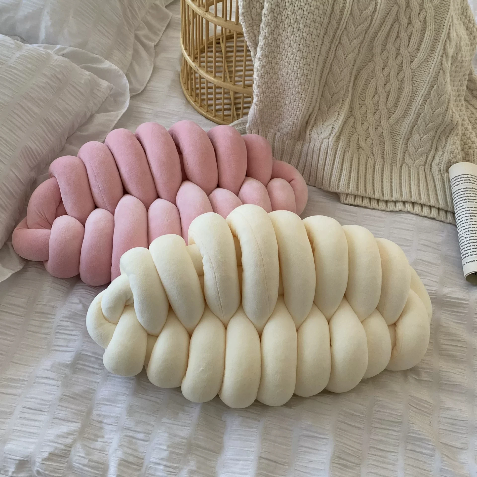 Ins Nordic Minimalist Creative Caterpillar Woven Twist Sofa Backrest Throw Pillow Gift Couch Cushion