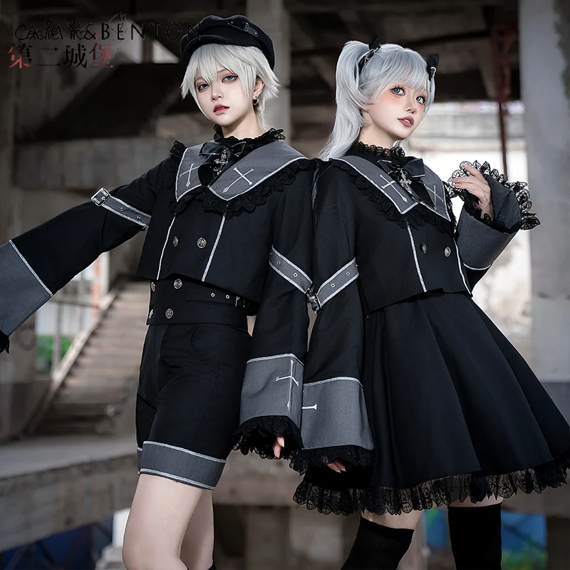 Japoński Vintage Dworski Styl Lolita Seria Książęca Kołnierz Marynarski Płaszcz Koszula Szorty Sukienka Codzienna Subkultura Gotyckie Zestawy Cosplay