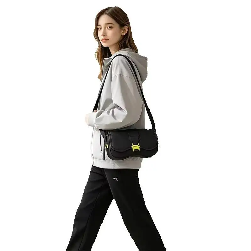 green-puma-black-crossbody-bag-logo-shoulder-bag-compact-adjustable-strap-lightweight-durable-sporty-casual-daily-travel-purse