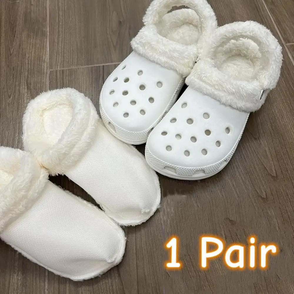 

1Pair Winter Warm Hole Shoes Cover Women Men Inserts Replacement Fur Liner Thicken Plush Slippers Insole Hole Shoes Charm Lining