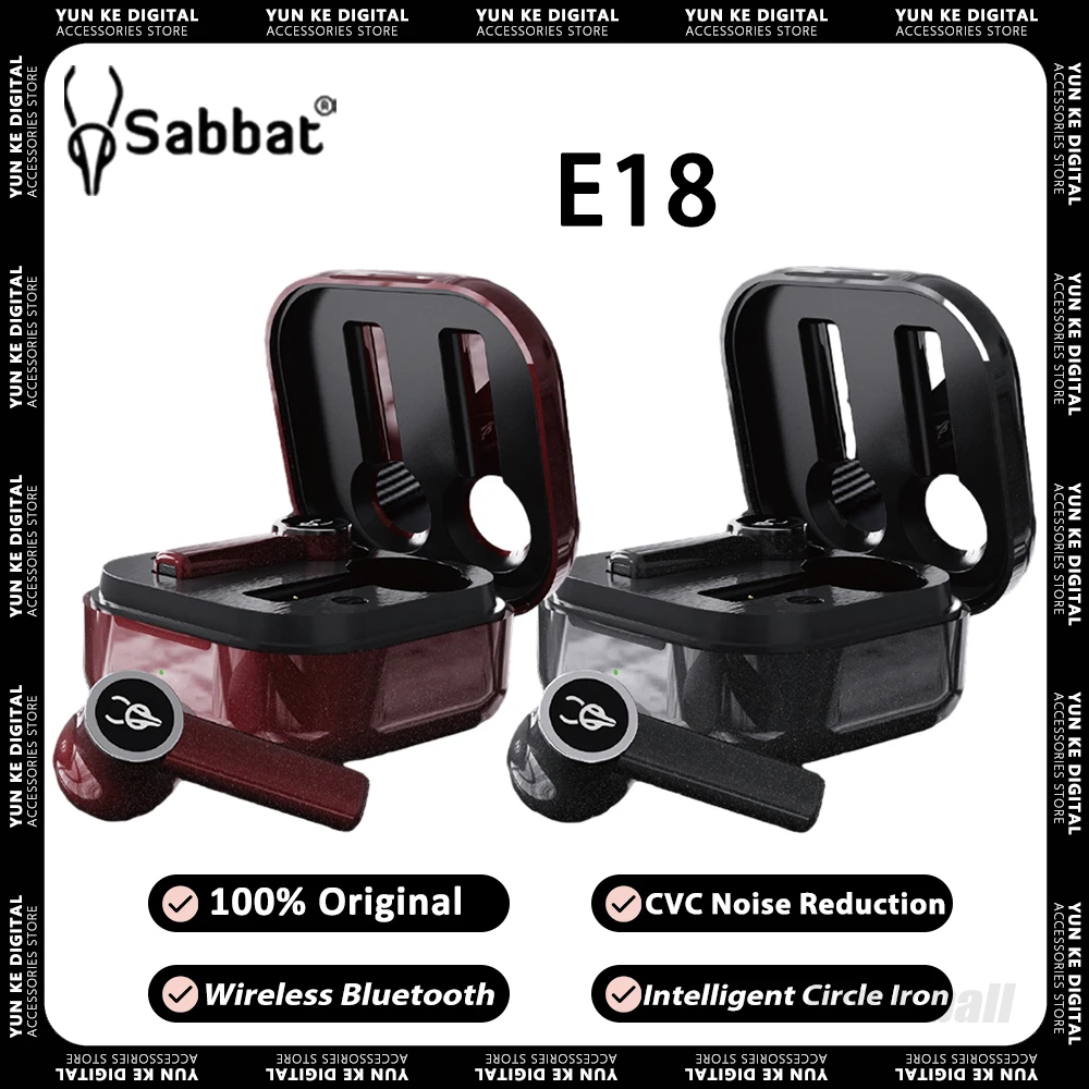 

Sabbat E18 In-Ear Earphones Wireless Bluetooth TWS Earbuds CVC Noise Reduction Hifi Earphone Intelligent Circle Iron