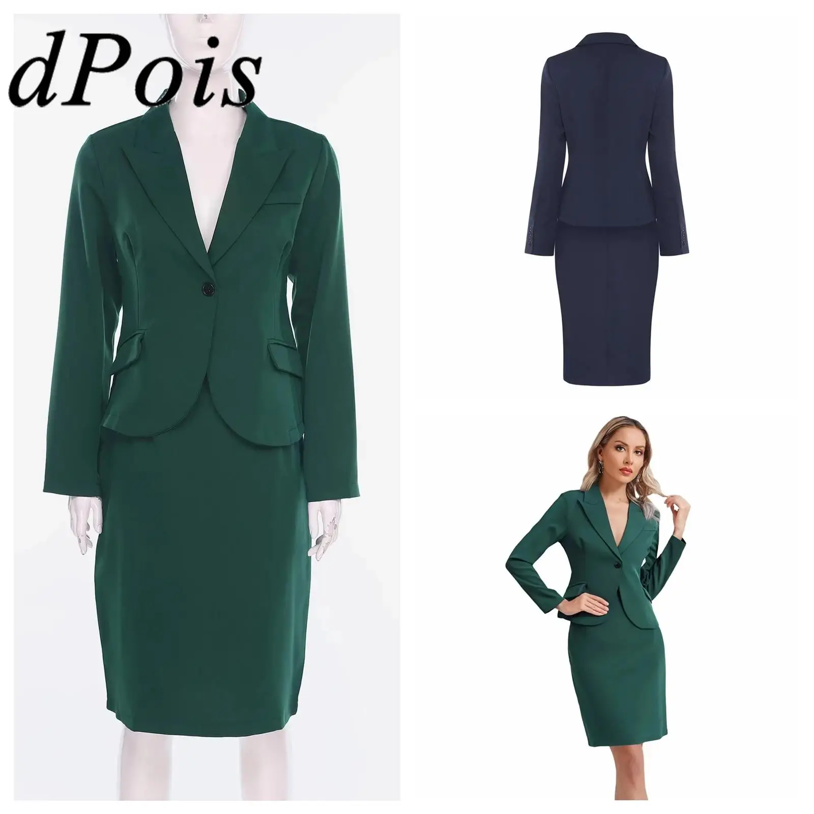 

Women's 2 Piece Suit Skirt Set Two-pieces Business Blazer Pencil Skirts Suits Femme Streetwear Commute Office Lady Work Outfits