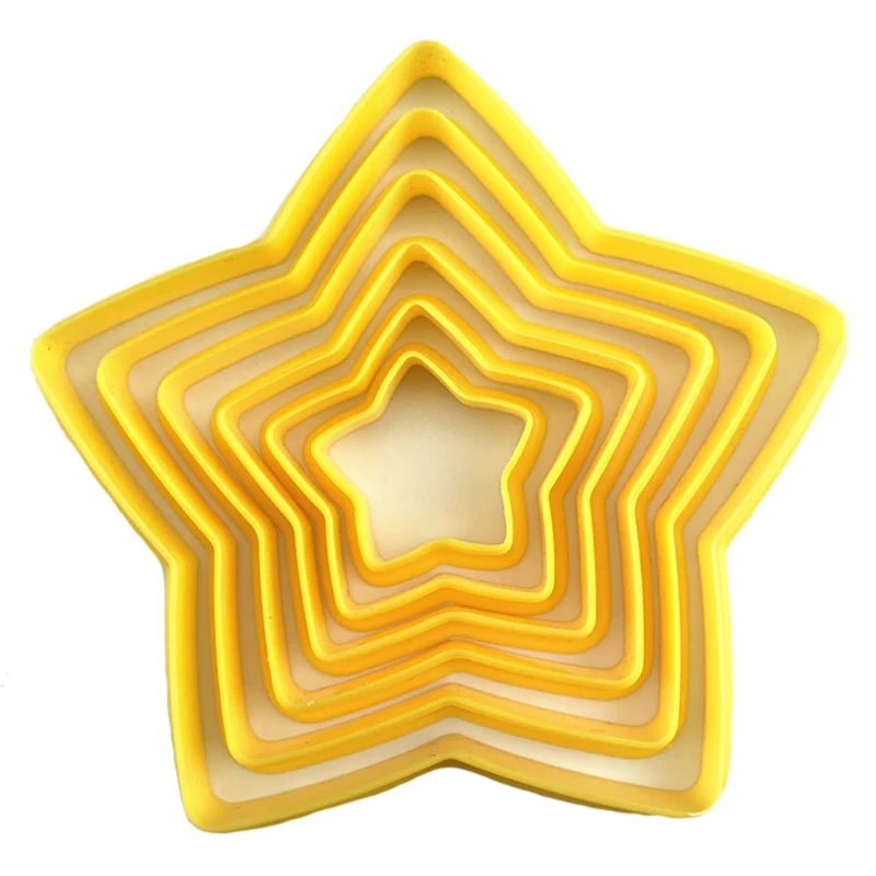 Set of 6 Christmas Type Cookie Cutter Molds Star Fondant Cake Biscuit Mold Dropsale