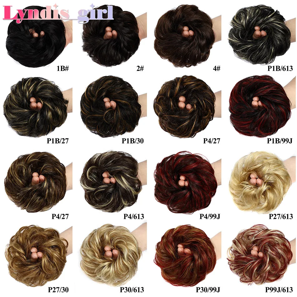 Extensions de chignon de cheveux humains pour femmes, postiches chignon, morceaux ultraviolets, désordonné, bouclé, élastique, chouchous