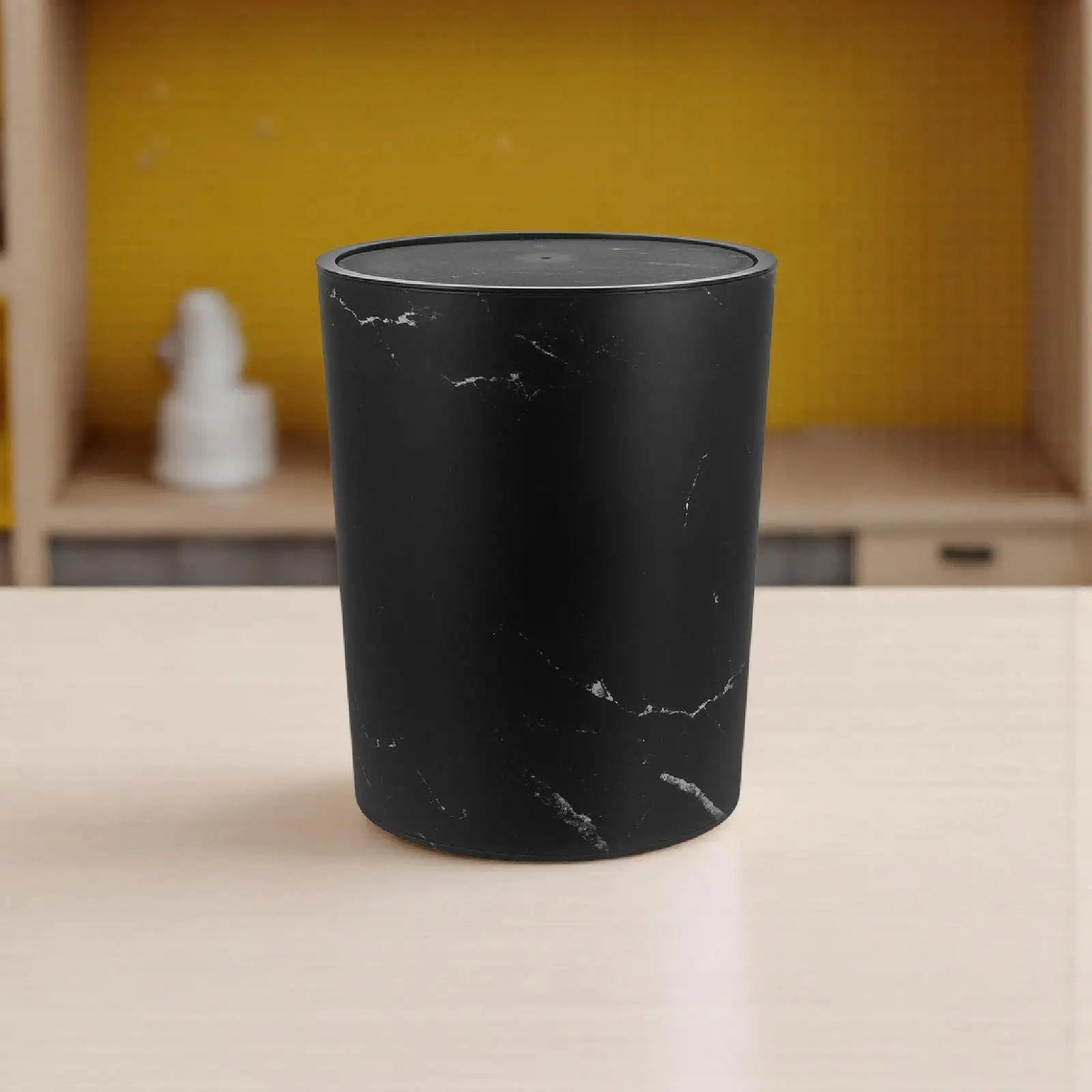 

Trash Can with Lid Container Bin Desk Garbage Decorative Countertop Bath Bathroom Trashcans Simple