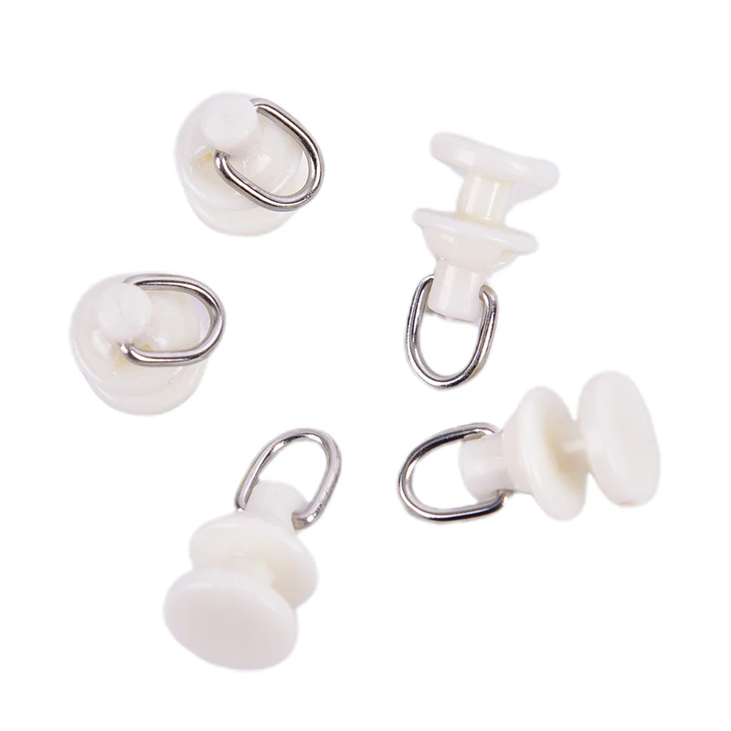 B*20Pcs 1.5cm x 1.1cm  White Plastic Curtain Track Stoppers Easy Installation Drapery Rails Sliding Gliders Curtain Fasteners