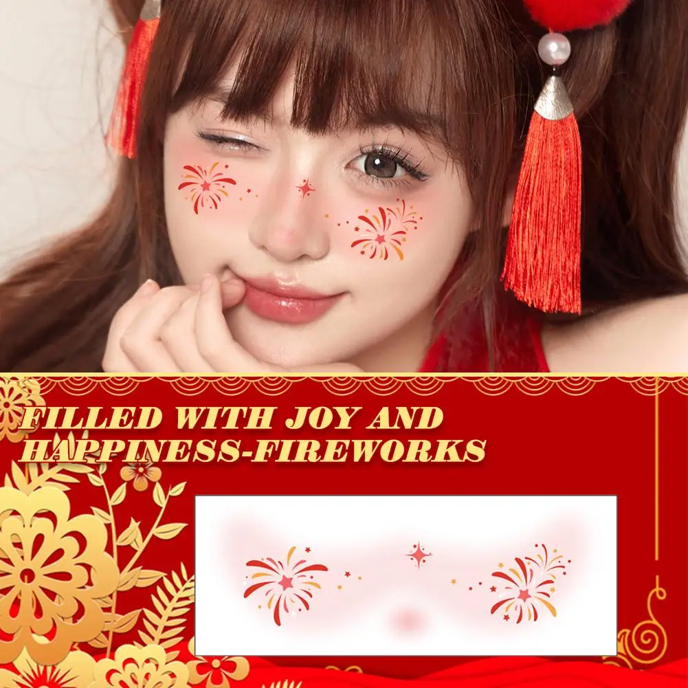 New Year Makeup Face Sticker Tattoo Face Lantern Blush Year New Sticker 2025 Sticker Face N3I6